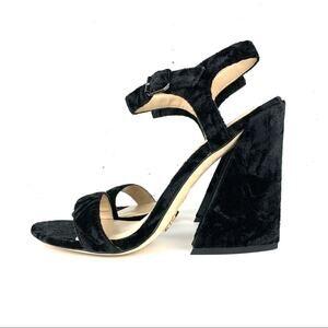Nicole Miller Atelier Brescia Black Velvet Ankle Strap Heels Size 9.5